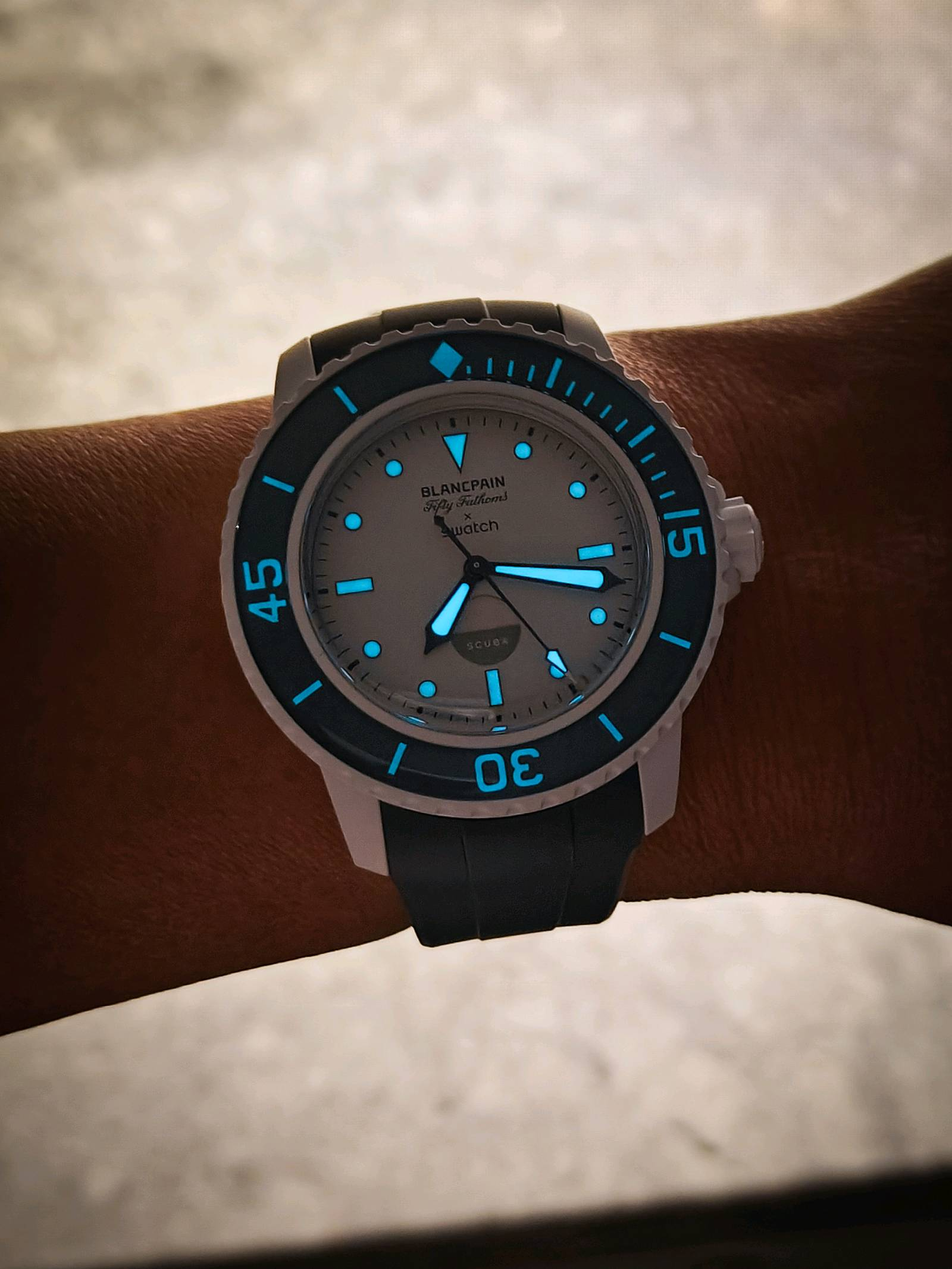 Swatch x Blancpain Antarctic Ocean on fitted rubber strap Swatch x Blancpain Antarctic Ocean on fitted rubber strap
